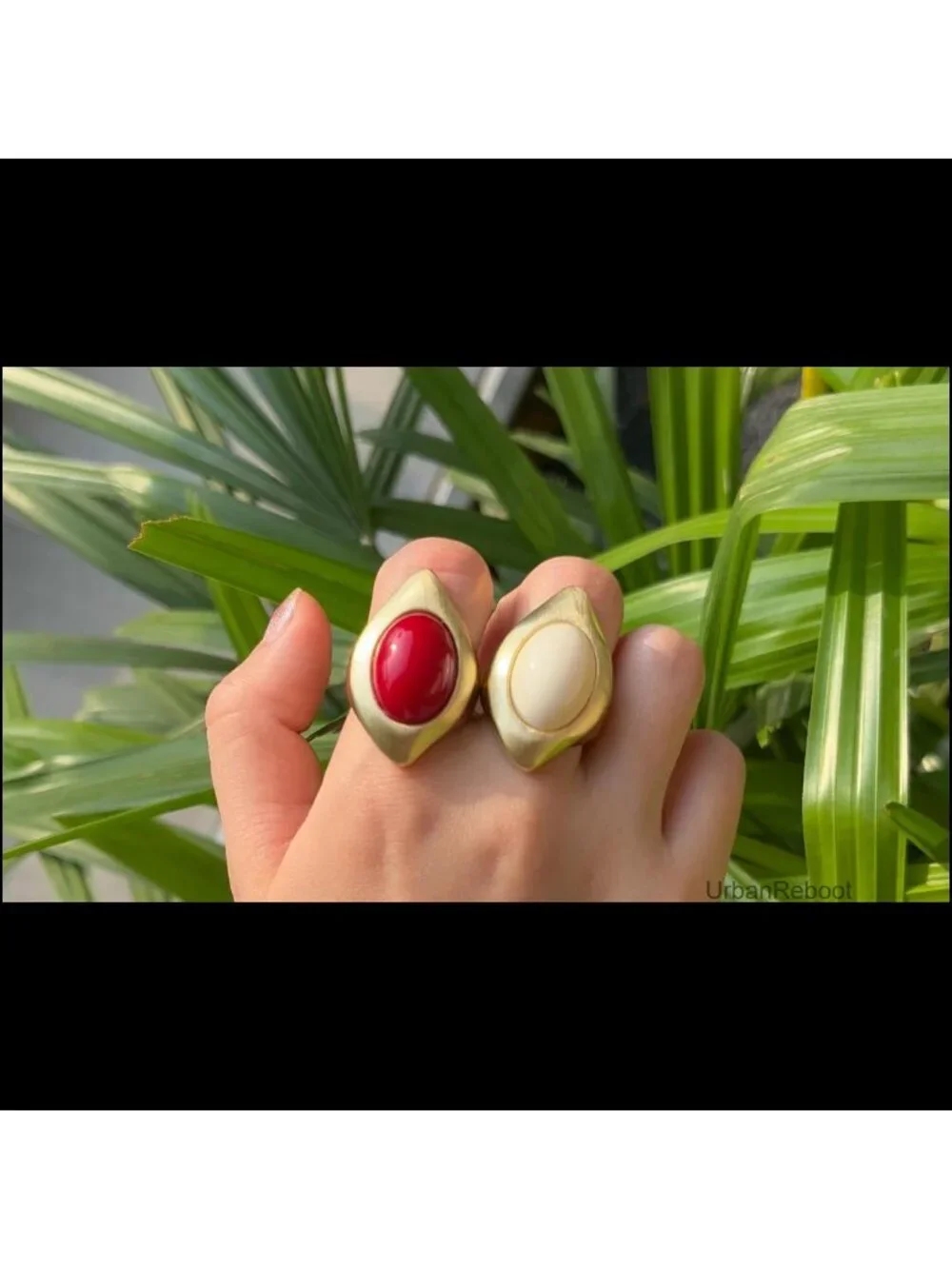14K Gold Plated Vintage Stone Statement Ring for Women
